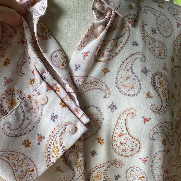 Zara pale pink paisley print blouse long sleeves size Medium, oversized - Picture 7 of 10